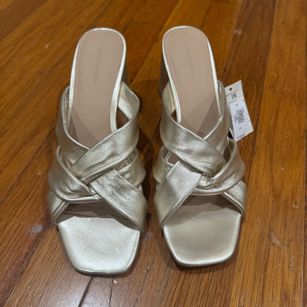 Banana Republic Gold Leather Mules - Size 8.5
